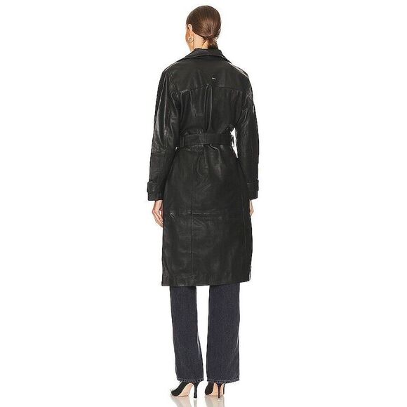 New Terra Leather Coat in Black Deadwood Size US 6 - Picture 4 of 12